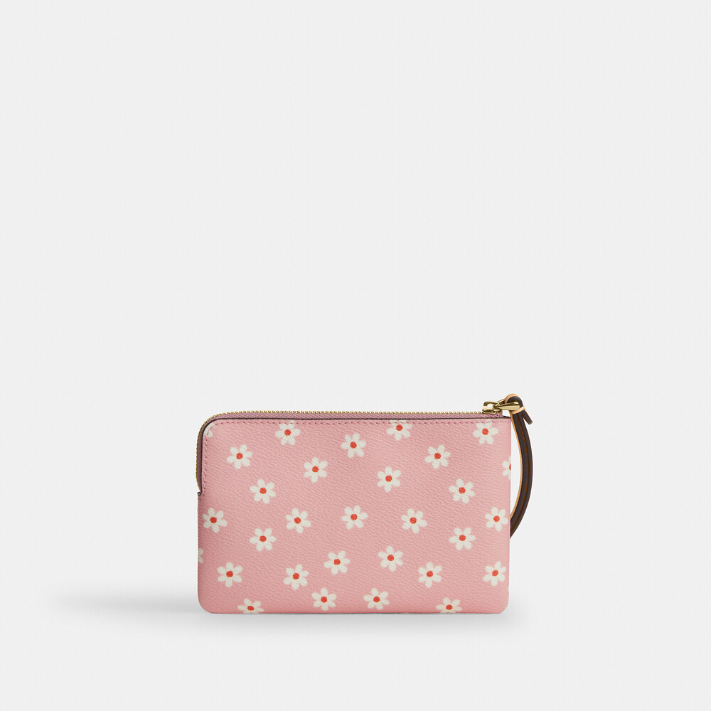 Coach Outlet Corner Zip Wristlet With Floral Print NEW